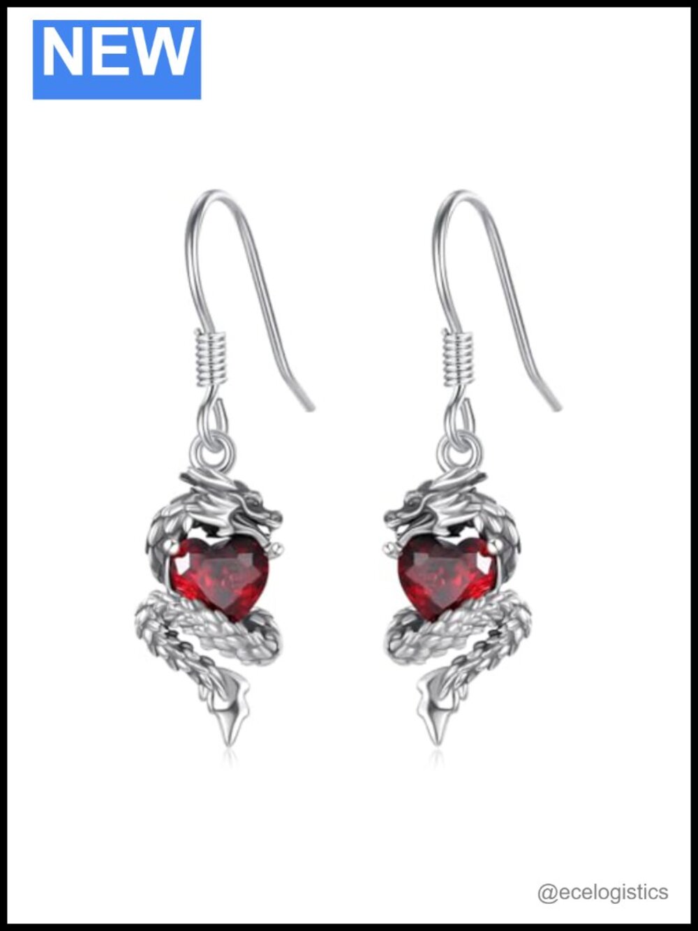 S925 Sterling Silver Dragon Earrings Drop Dangle Gift for Women Men